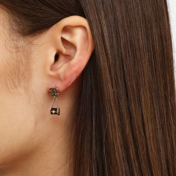 Chanel Faux Pearl & Enamel Handbag Drop Earrings - Picture 8 of 10